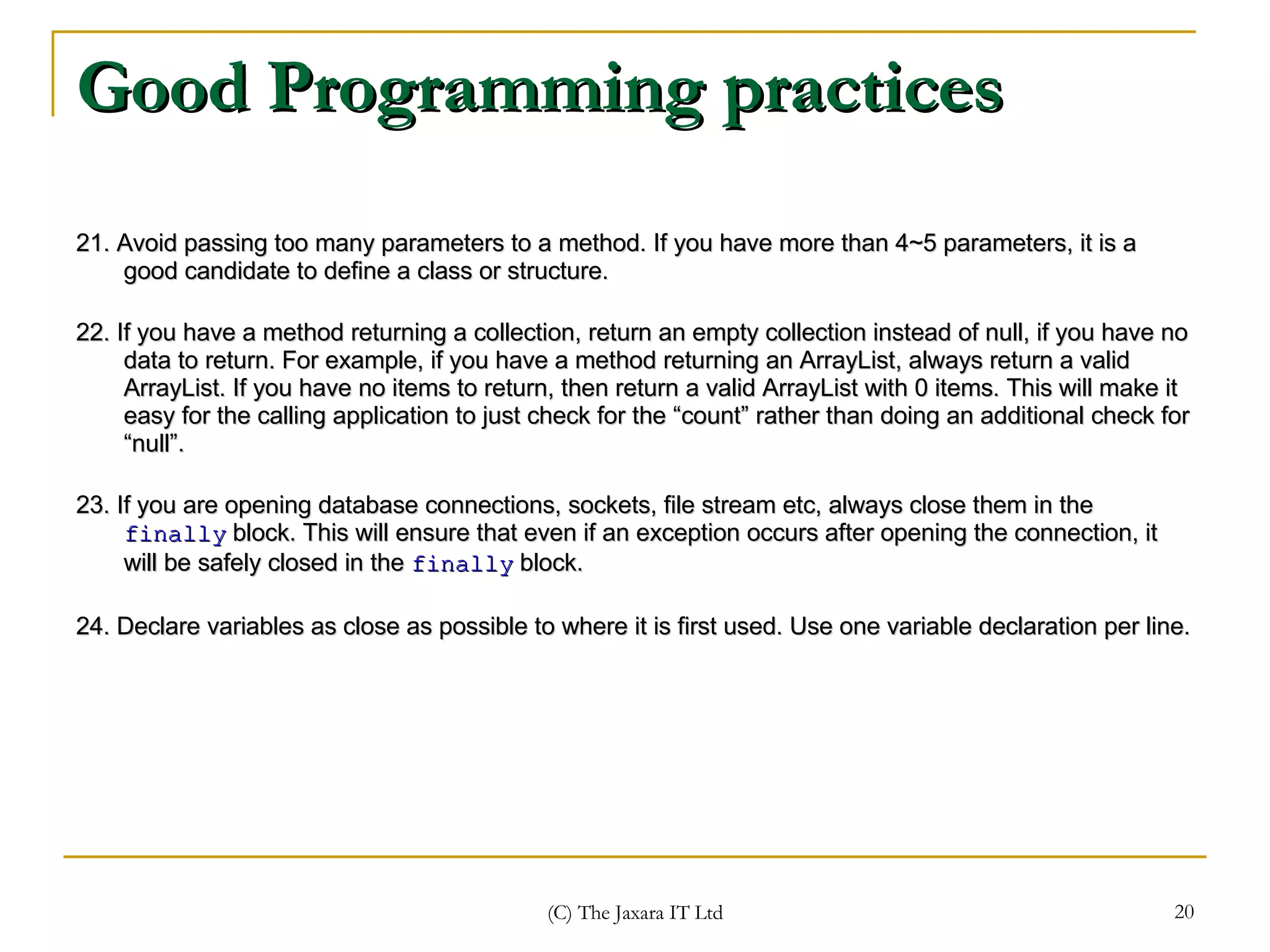 Coding Best Practices | PPS