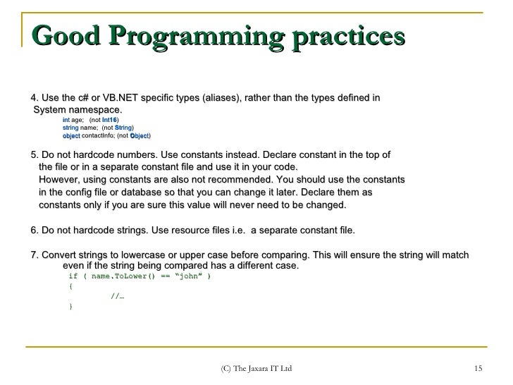 Coding Best Practices
