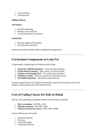 Coding Classes for Kids Dubai | The Complete Guide for Parents | PDF