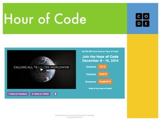 Hour of Code 
Coding Club and Learning Square Education Proprietary 
All copyright reserved " 
 