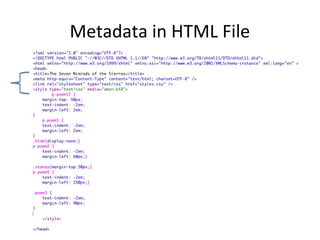 Metadata in HTML File
