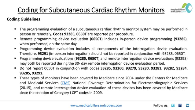 Coding for Subcutaneous Cardiac Rhythm Monitors | PPT