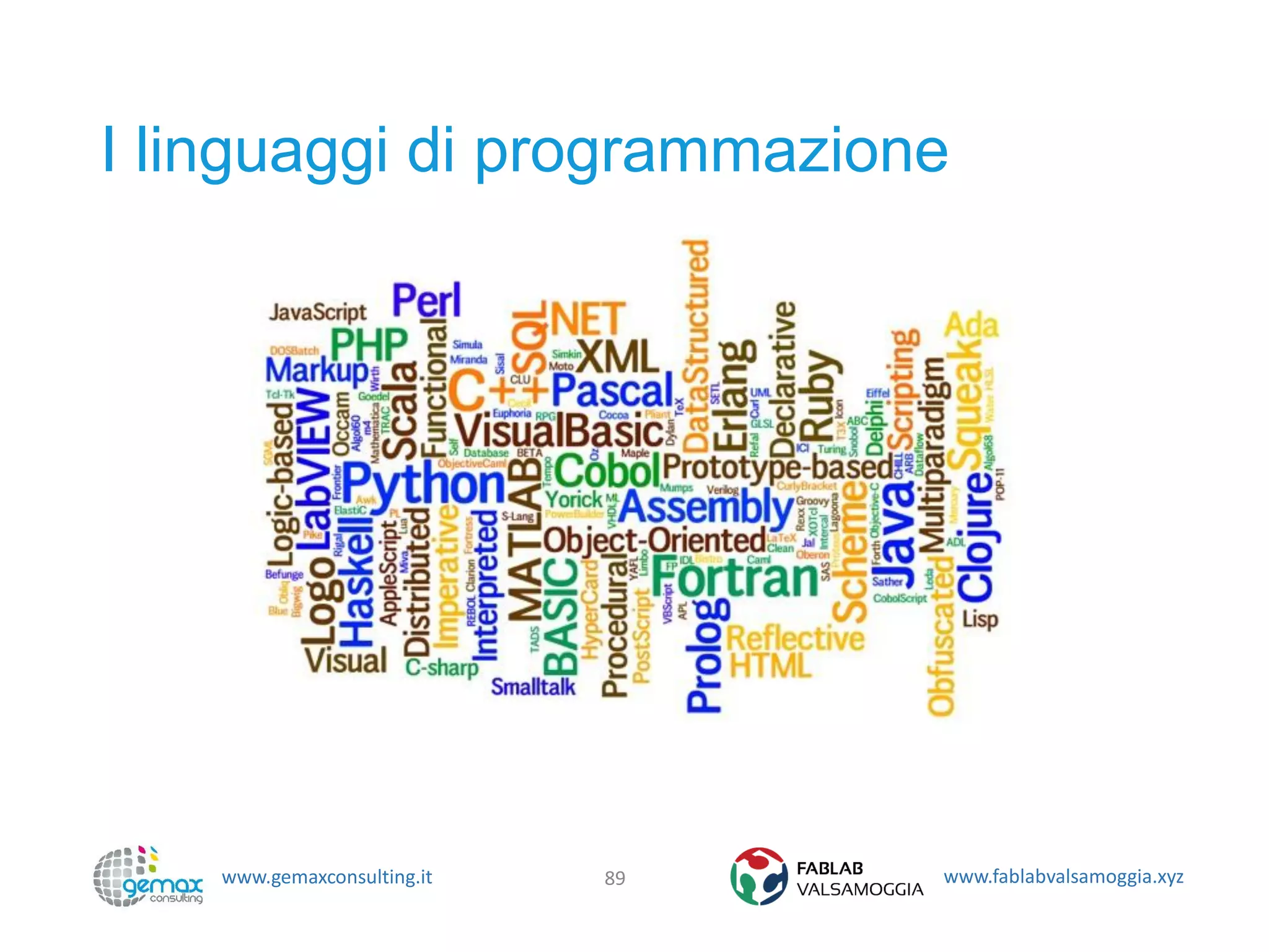 www.gemaxconsulting.it www.fablabvalsamoggia.xyz
I linguaggi di programmazione
89
 