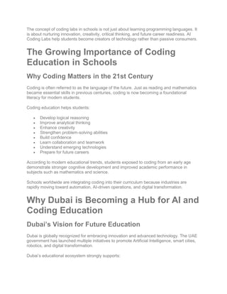 Empowering Future Innovators: AI Coding Labs in Dubai Schools by ...
