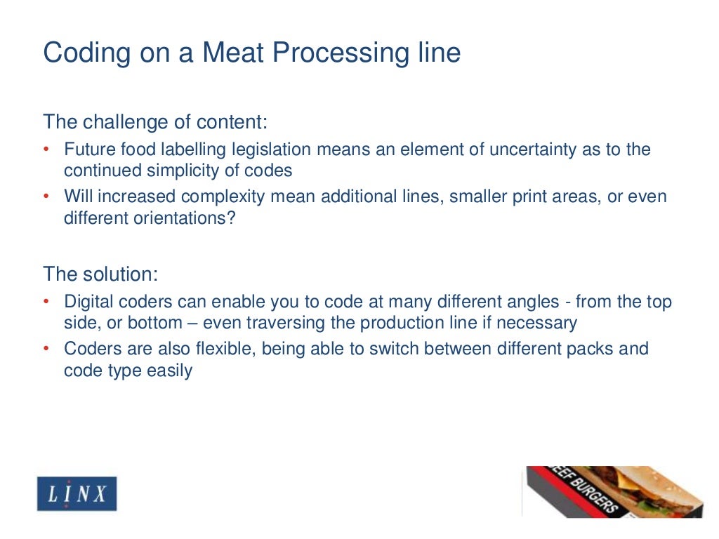 Coding technologies used in Meat Processing