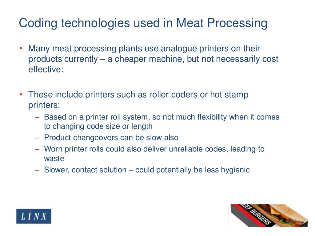 Coding technologies used in Meat Processing