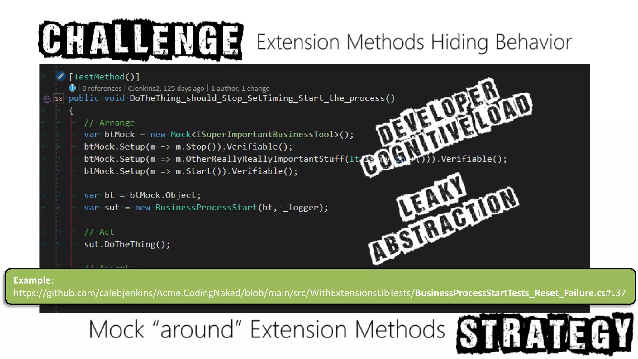 Example:
https://github.com/calebjenkins/Acme.CodingNaked/blob/main/src/WithExtensionsLibTests/BusinessProcessStartTests_Reset_Failure.cs#L37
 