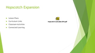 Hopscotch Expansion
 Lesson Plans
 Curriculum Links
 Classroom Activities
 Connected Learning
 