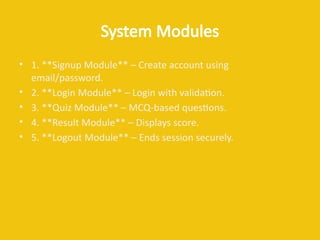 Interactive Coding Quiz App with Firebase Authentication for Android | PPTX
