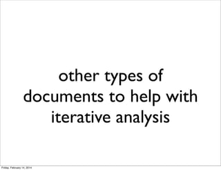 other types of
documents to help with
iterative analysis
Friday, February 14, 2014

 
