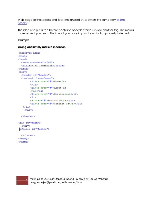 HTML and CSS Coding Standards