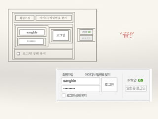 ‘끝!’ 
회원가입 아이디/비밀번호 찾기 
sangkle 
******* 
로그인 
로그인 상태 유지 
 