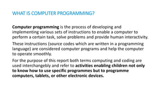 Computer programming and coding skills in national, regional or school ...