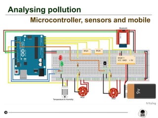 18
Analysing pollution
Microcontroller, sensors and mobile
 