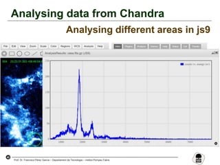 40
Prof. Dr. Francisco Pérez García – Departament de Tecnologia – Institut Pompeu Fabra
Analysing data from Chandra
Analysing different areas in js9
 
