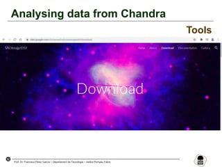 52
Prof. Dr. Francisco Pérez García – Departament de Tecnologia – Institut Pompeu Fabra
Analysing data from Chandra
Tools
 