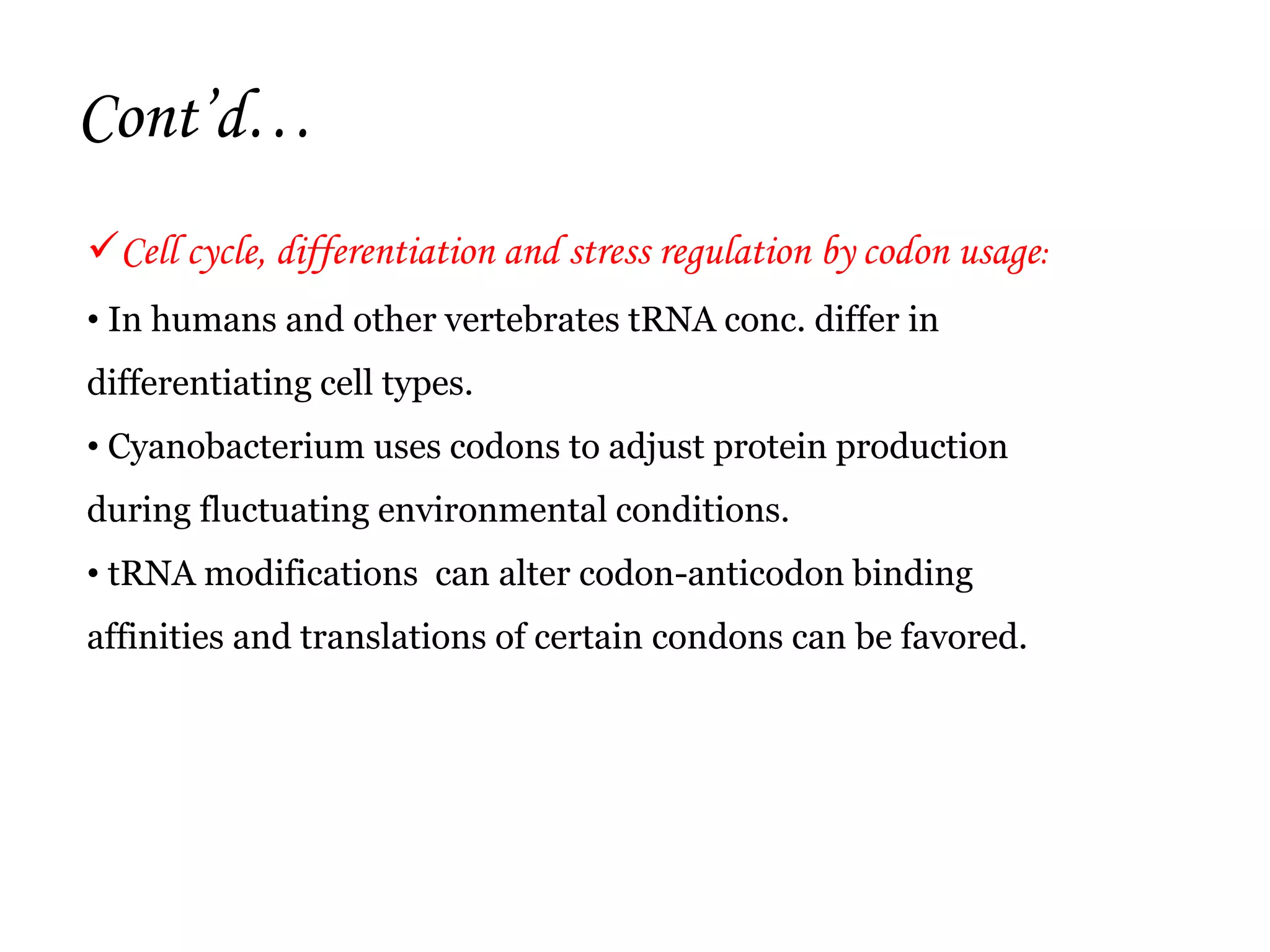 Codon bias as a means to fine tune gene | PPTX