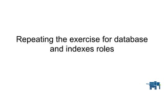 Repeating the exercise for database
and indexes roles
 