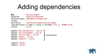 Adding dependencies
Dependancies
 