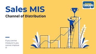 If you cannot
measure it, you
cannot improve
it!
Sales MIS
Channel of Distribution
 