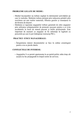 Codul De Conduită Etică Al Firmei