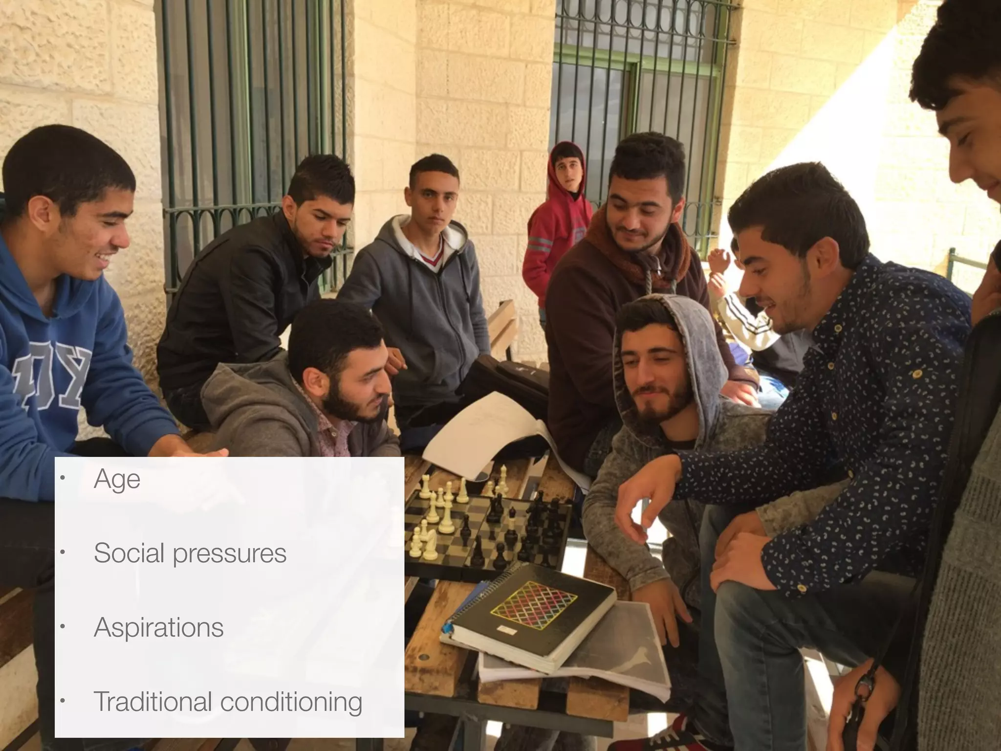 • Age
• Social pressures
• Aspirations
• Traditional conditioning
 