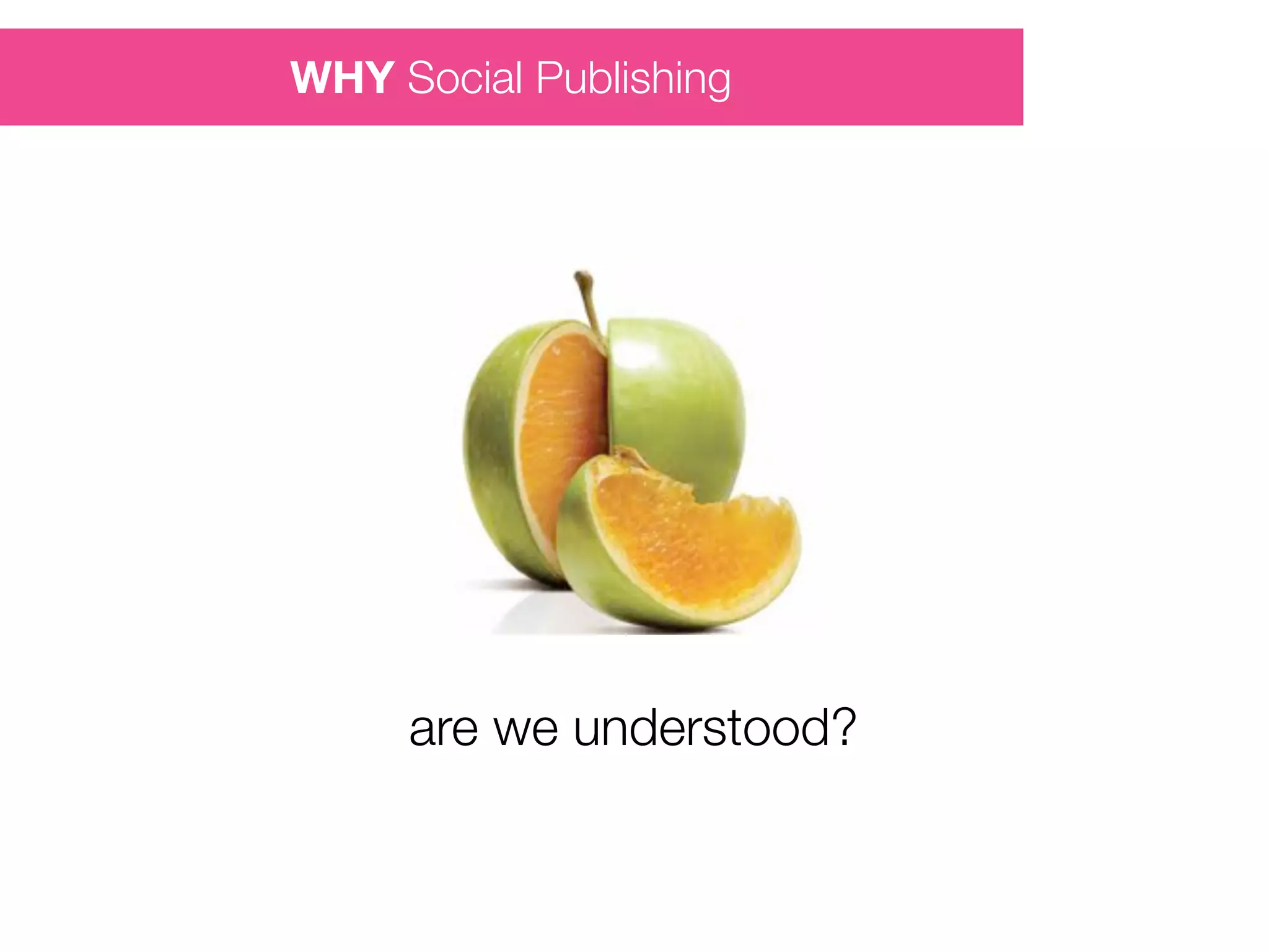 are we understood?
WHY Social Publishing
 