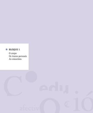 BLOQUE 1
O corpo
Os trazos persoais
As emocións
 