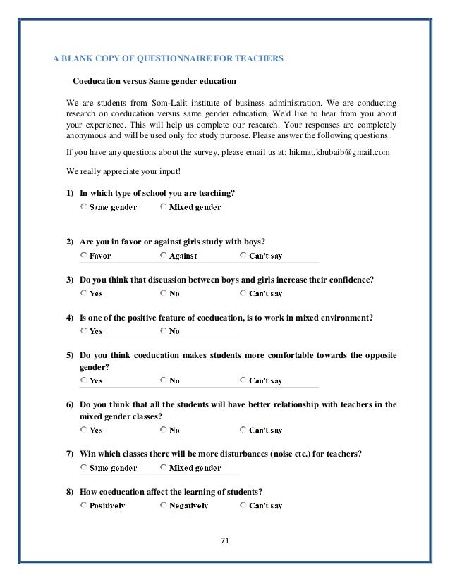 sample questionnaire for business survey