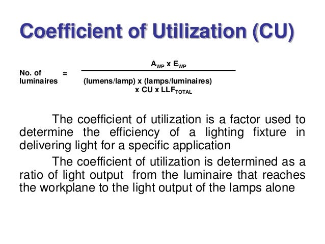 Coefficient Of Utilization Cu