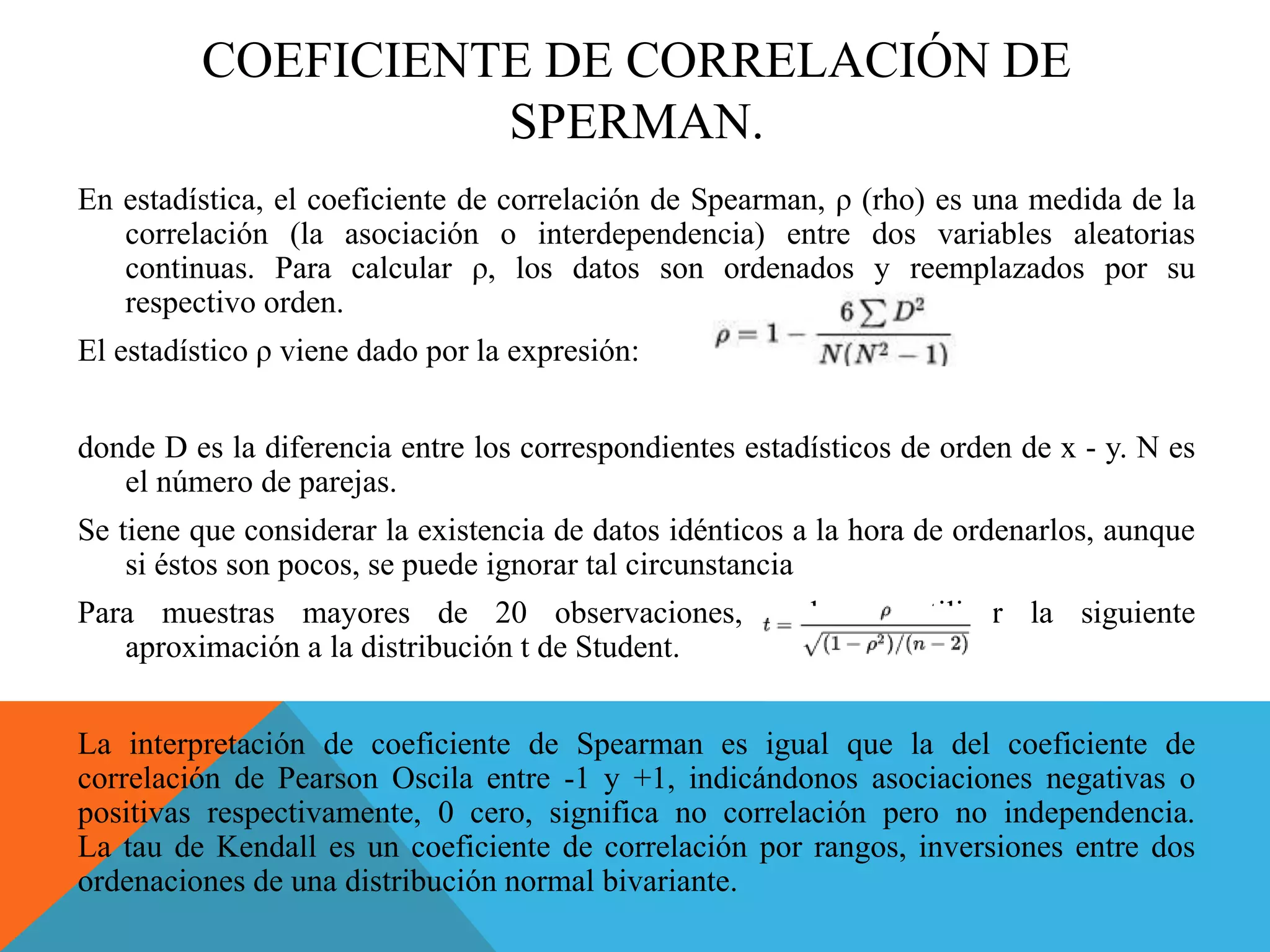 Coeficiente de correlacion de pearson y sperman | PPTX
