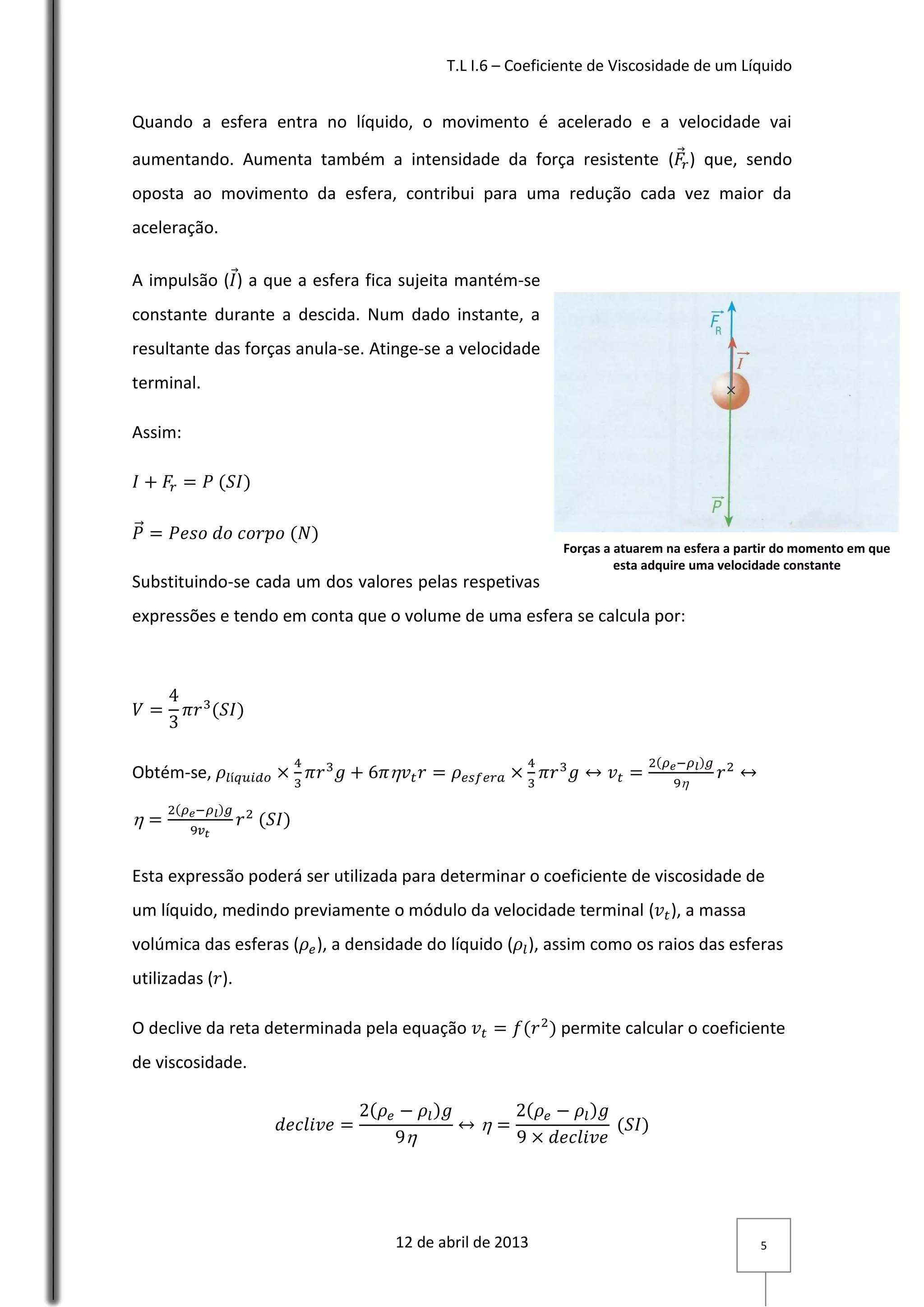 TL I.6 - Coeficiente de Viscosidade | PDF