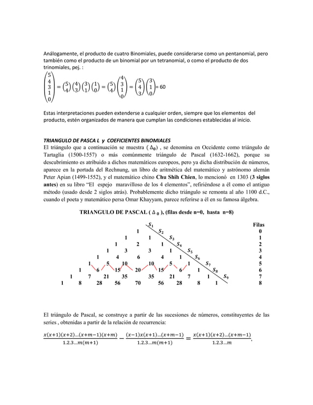 Coeficientes multinomiales y generalizacion del triangulo de Pascal | PDF