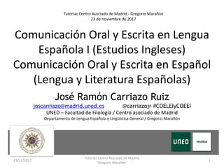 Comunicación Oral y Escrita en Lengua
Española I (Estudios Ingleses)
Comunicación Oral y Escrita en Español
(Lengua y Lite...