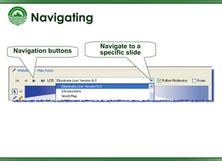 Navigating  Navigation buttons Navigate to a specific slide 