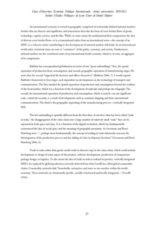 Cours d’Ouverture Economie Politique Internationale –Année universitaire 2010-2011
Institut d’Etudes Politiques de Lyon- Cours de Daniel Dufourt
27
 