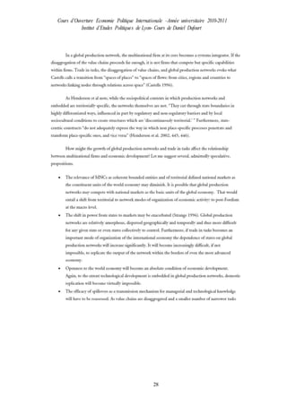 Cours d’Ouverture Economie Politique Internationale –Année universitaire 2010-2011
Institut d’Etudes Politiques de Lyon- Cours de Daniel Dufourt
28
 