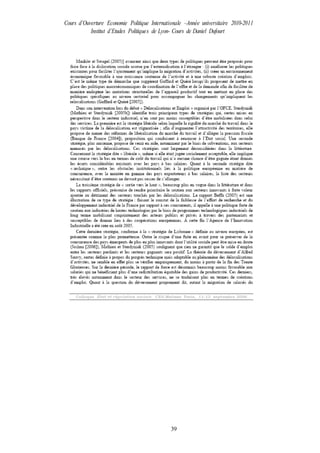 Cours d’Ouverture Economie Politique Internationale –Année universitaire 2010-2011
Institut d’Etudes Politiques de Lyon- Cours de Daniel Dufourt
39
 