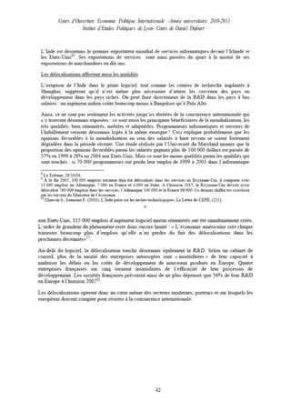 Cours d’Ouverture Economie Politique Internationale –Année universitaire 2010-2011
Institut d’Etudes Politiques de Lyon- Cours de Daniel Dufourt
42
 