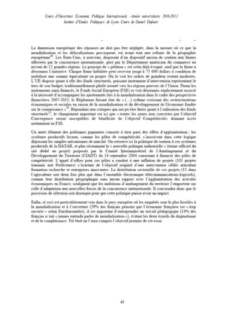 Cours d’Ouverture Economie Politique Internationale –Année universitaire 2010-2011
Institut d’Etudes Politiques de Lyon- Cours de Daniel Dufourt
45
 