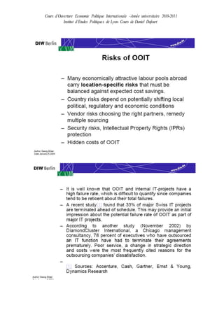 Cours d’Ouverture Economie Politique Internationale –Année universitaire 2010-2011
Institut d’Etudes Politiques de Lyon- Cours de Daniel Dufourt
 