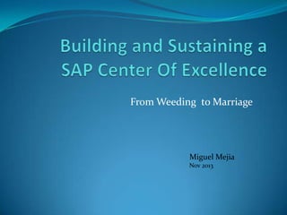 From Weeding to Marriage
Miguel Mejia
Nov 2013
 