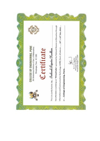Virtual Lab Certificate