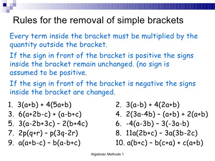 Algebraic Methods 1