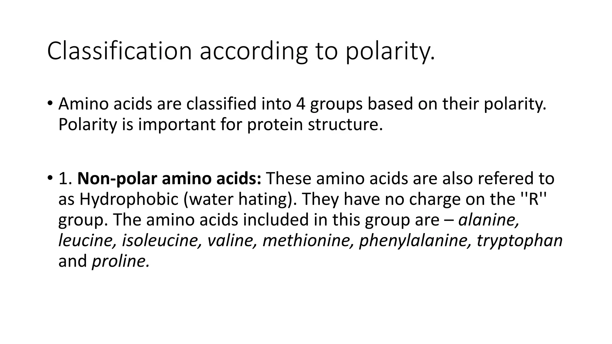 Amino acids and its classification. | PPTX