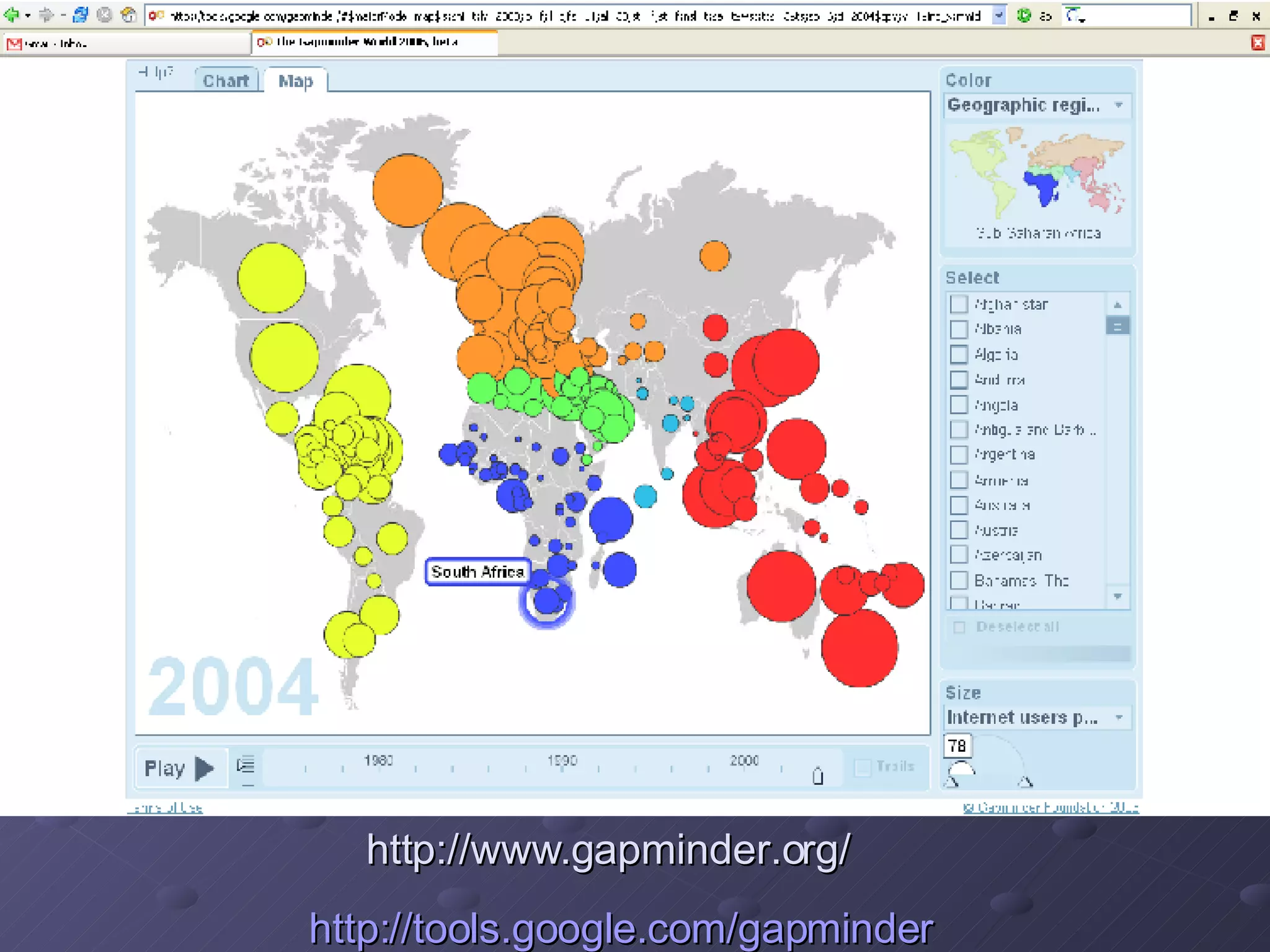 http://www.gapminder.org/    http://tools.google.com/gapminder   