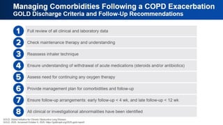 Managing Comorbidities Following a COPD
Exacerbation
GOLD Discharge Criteria and Follow-Up Recommendations
 