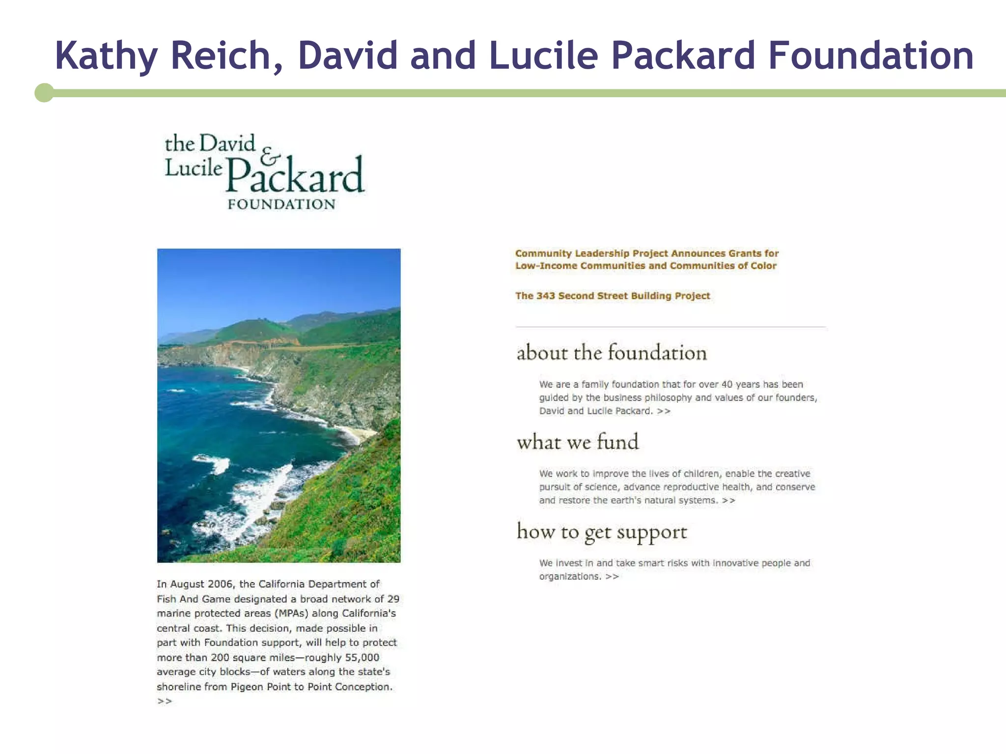 Kathy Reich, David and Lucile Packard Foundation 