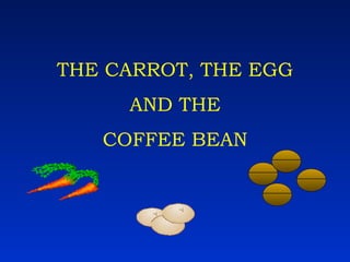 THE CARROT, THE EGG
     AND THE
   COFFEE BEAN
 