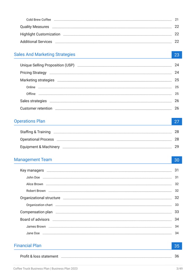 Coffee Truck Business Plan Example PDF